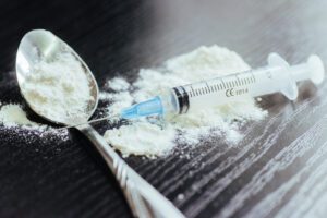 Cocaine and other drugs on a table at a party