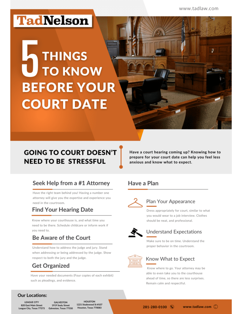 "5 Things to know before your court date" infographic