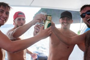 Men drinking on a boat Men drinking on a boat