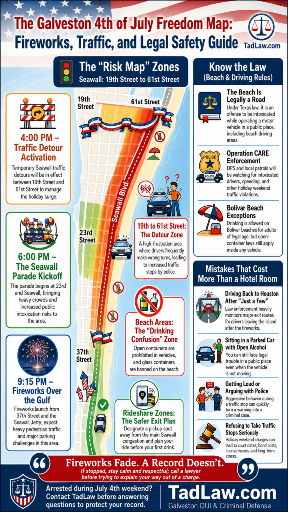 Galveston 4th of July Freedom Map DUI Risks